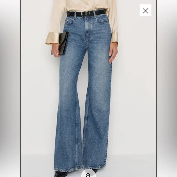 Reformation Carry High Rise Slouchy Wide Leg 30x33 Colorado Blue Jeans - Picture 1 of 8